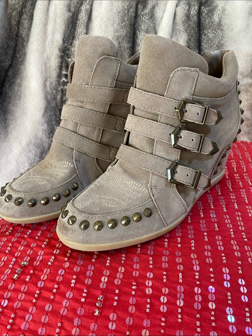 Ash Suede Leather Limited Edition Metal Studded Boots NWOT - Picture 15 of 16